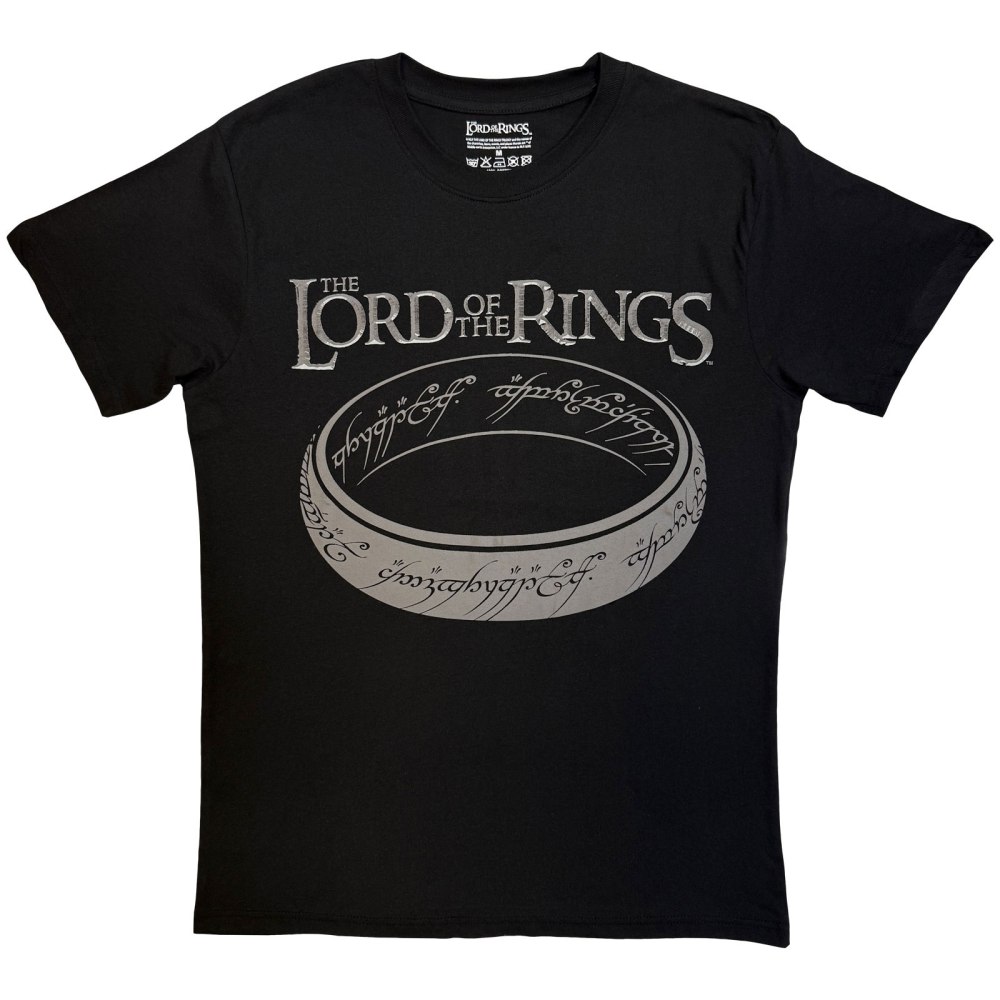 The Lord of the Rings - Greyscale Ring Mens Tshirt - Black